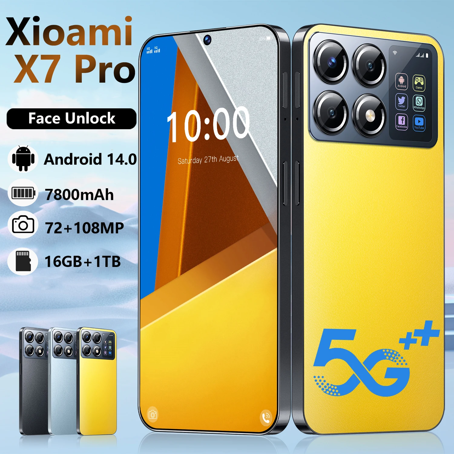 2025 신형 샤오미 X7 Pro 7.3HD 글로벌 에디션 정품 스마트 듀얼 카드 7800mAh 배터리 얼굴 인식 기능