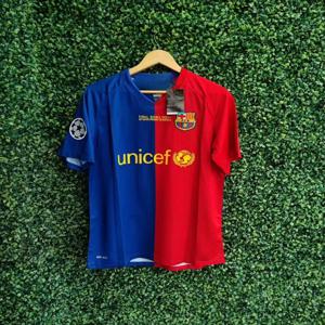 25 여름 물리적 새로운 레트로 저지 바르셀로나 FC 남자 티셔츠 반팔 어린이 스포츠 캐주얼 통기성 축구 셔츠
