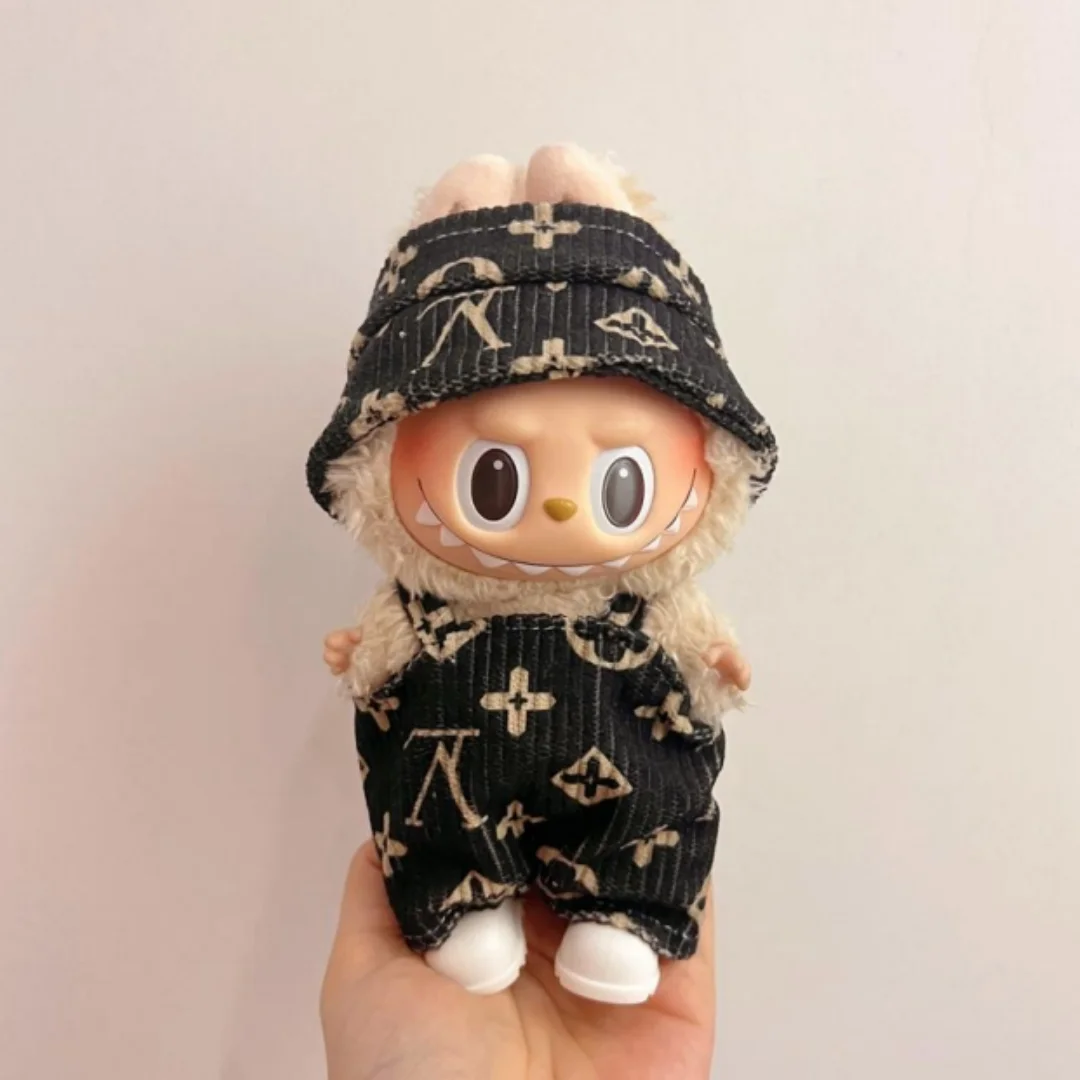 17cm Labubu 인형 옷 패션 의류 후드 인형 옷 색상 일치 후드 인형 액세서리