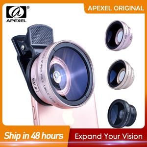 APEXEL 2in1 렌즈 0.45X 광각 + 12.5X 매크로 렌즈 iPhone 8 7 6S Plus Xiaomi Samsung LG 용 전문 HD 전화 카메라 렌즈
