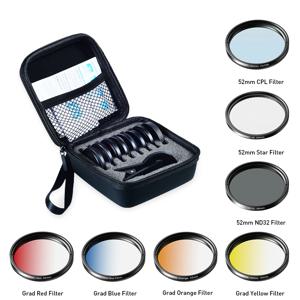 APEXEL-52mm 7in1 점진적 필터 렌즈 키트, CPL 스타 그라데이션 레드 옐로우 블루 카메라 필터, 모든 스마트 폰용 휴대폰 렌즈 52UV-G