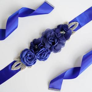 우아한 장식 허리띠, 진주 라인석 액세서리, 꽃 신부 드레스, 구슬 수제 새시 웨딩 벨트, 시뮬레이션 장미