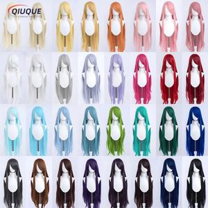 73 색상 100cm 롱 스트레이트 코스프레 가발 애니메이션 호환 유니버설 Omopinenet 내열성 합성 머리 가발 + 가발 모자