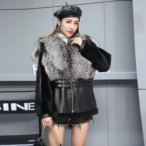 천연 양모 모피 코트 여성용, 100% 양모 코트 봄버 여우털 가죽 자켓 wy289, 겨울