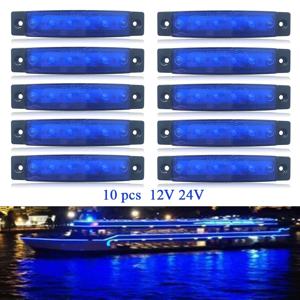 10pcs 해양 보트 방수 12V 24V 6 LED 램프 캐빈 데크 의례 빛 스턴 Transom 조명 작은 보트 요트에 대 한 파란색