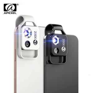 APEXEL 휴대용 200X 배율 현미경 렌즈(CPL 필터 포함) iPhone용 LED 라이트 마이크로 포켓 매크로 렌즈 모든 스마트폰