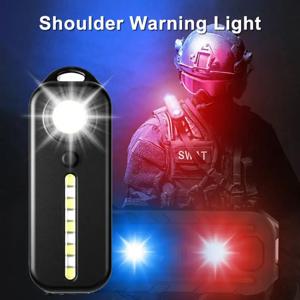 새로운 LED 빨간색 파란색 주의 비상 경찰 빛 클립 USB 충전식 어깨 깜박임 경고 안전 토치 자전거 테일 램프