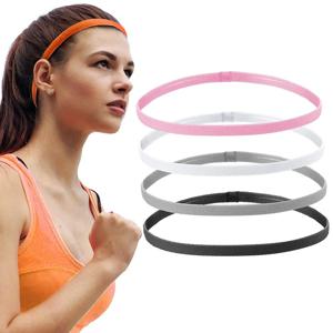 4 Pcs 두꺼운 미끄럼 방지 탄성 스포츠 머리띠 여성 남성 요가 헤어 밴드 소녀 Anti-slip 탄성 운동 Sweatband 스포츠 헤어 밴드