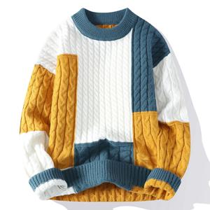 새로운 봄 겨울 패션 패치 워크 느슨한 스웨터 남자 streetwear 고품질 남성 캐주얼 스웨터 따뜻한 뜨개질 풀오버 남자