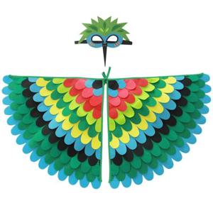 키즈 코스프레 의상 무대 공연 올빼미 공작 날개 새 소녀를위한 마스크와 케이프를 느꼈습니다 소년 할로윈 파티 망토