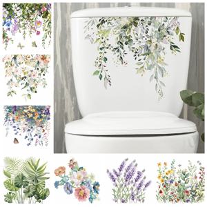 녹색 식물 잎 욕실 화장실 스티커 WC Closestool 벽 스티커 자기 접착제 벽화 꽃 홈 장식 데칼을 아름답게