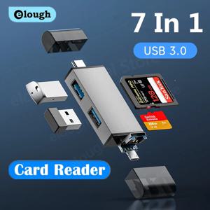 Elough 7 In 1 다기능 Usb 3.0 카드 리더기 마이크로 TF SD 카드 메모리 리더기 USB 플래시 드라이브 유형 C 카드 어댑터 OTG