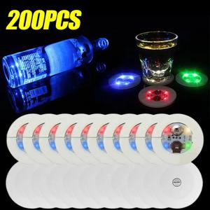 1-200PCS LED 코스터 조명 조명 와인 병 스티커 조명 빛나는 와인 병 스티커 바 웨딩 파티