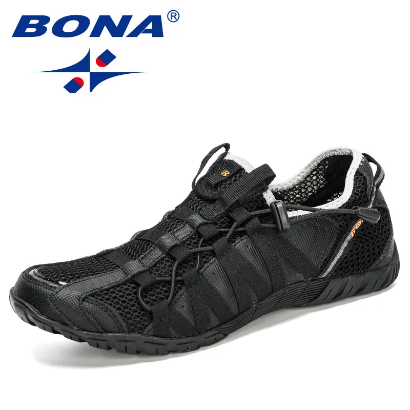 BONA 새로운 인기 스타일 남성 운동화 레이스 업 운동화 야외 Walkng 조깅 스니커즈 편안한