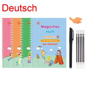 무료 닦아 독일어 매직 카피 북 펜 유치원 어린이 서예 어린이 재사용 가능한 Deutsch 쓰기 연습 도서 연령 3-8