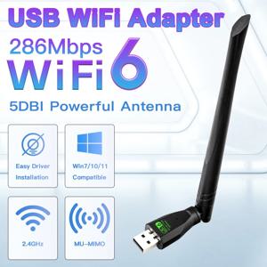 300Mbps WiFi6 USB 어댑터 2.4Ghz 네트워크 카드 안테나 Wifi6 USB 동글 802.11ax 무선 WiFi 수신기 PC 노트북 드라이버 무료