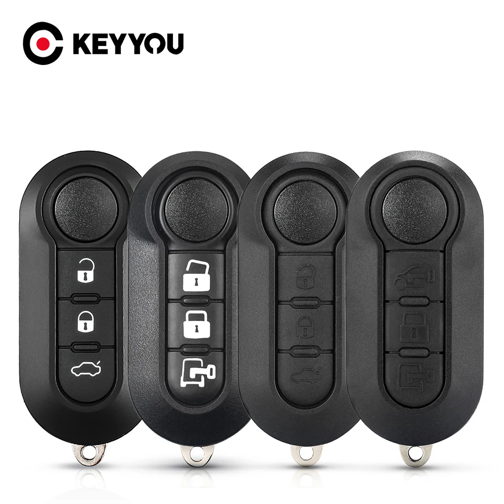KEYYOU 피아트 500 판다 푼토 브라보용 3 버튼 일반 플립 원격 자동차 키 쉘, 빈 케이스 하우징 포브 키리스 SIP22 블레이드
