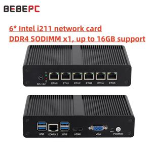 BEBEPC 팬리스 미니 라우터 Intel 4405U 6*LAN i211 NICS 1*RS232 3/4G 모듈 pfsense 방화벽 소프트 VPN 서버 Linx win10/11 pc