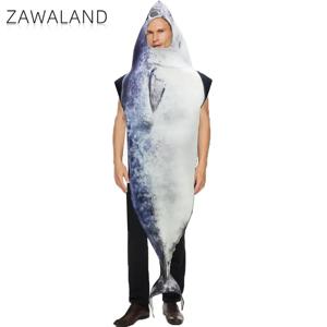 Zawaland 코스프레 물고기 의상 재미 있은 할로윈 정장 여자 남자 점프 슈트 카니발 변장 쇼 파티 옷을 입고