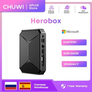 CHUWI Herobox 미니 PC Intel 12세대 N100 쿼드 코어 8GB RAM 256G SSD WiFi 6 BT5.2 기가비트 이더넷 VESA 최대 2TB SSD Windows 11