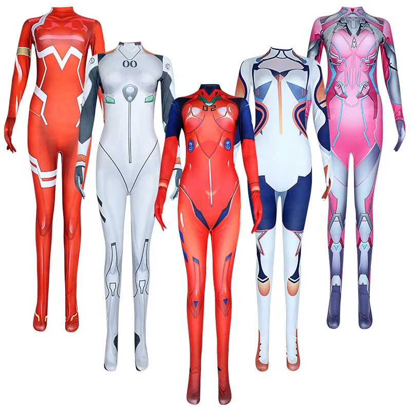 새로운 세기 복음 전사 아키라 EVA 점프 슈트 Zerotwo02 Ayanami Cos 슈트 여성 꽉 끼는 슈트