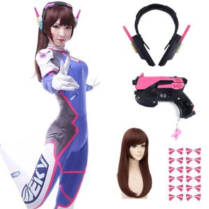 애니메이션 여자 점프 슈트 스타킹 Dva 코스프레 의상 게임 Zentai 가발 코스프레 소품 헤드폰 정장 D.Va Cos 파티 할로윈 의상