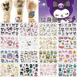 Sanrio 헬로 키티 고양이 문신 스티커 Kuromi Mymelody Tattoos Cinnamoroll 스티커 코스프레 장식 임시 방수 아트 문신