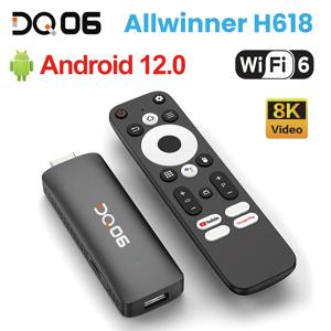 Q06 ATV 미니 TV 스틱, 안드로이드 12 Allwinner H618 쿼드 코어 Cortex A53 지지대 8K 비디오, 4K Wifi6 BT5.0, BT 음성 리모컨 내장