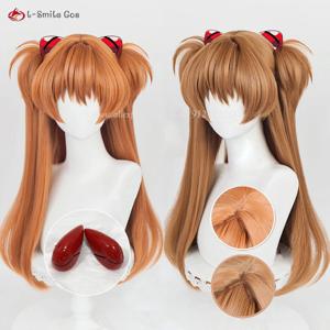 애니메이션 EVA 아스카 랭글리 소류 코스프레 가발 68cm 오렌지 브라운 가발 내열성 헤어 아스카 랭글리 소류 코스프레 머리핀 소품