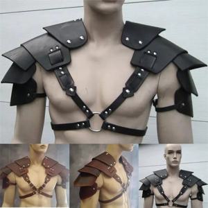 중세 바이킹 전사 어깨 갑옷 검투사 사무라이 기사 Pauldrons 고딕 Steampunk PU 가죽 벨트 갑옷 코스프레 의상