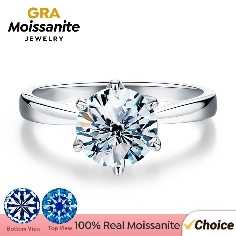 GRA 0.5ct 1ct 진짜 Moissanite 반지 약혼 웨딩 다이아몬드 반지 여성을위한 925 스털링 실버 럭셔리 품질 파인 쥬얼리