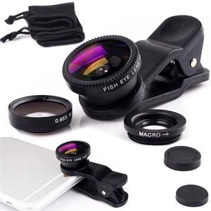 3in1 Fisheye 렌즈 iPhone 용 광각 마이크로 카메라 렌즈 Samsung Xiaomi Zoom Fish Eye Len for 스마트 폰 렌즈 (전화 클립 포함)