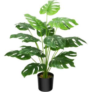 가짜 Monstera 팜 나뭇잎 야외 장식을위한 열대 인공 식물 자외선 방지 플라스틱 녹지 발코니 정원 스타일링