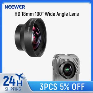 뉴어 HD 18mm 100 °   iPhone용 광각 렌즈 17mm 렌즈 어댑터 0.5X 배율이 포함된 삼성 휴대폰 케이지 조작 장치