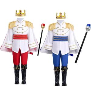 7 조각 소년 킹 카니발 의상 중세 로얄 프린스 풀 세트 어린이를위한 의상 할로윈 생일 파티 멋진 복장