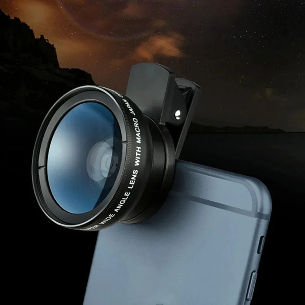 2 IN 1 렌즈 클립 범용 37mm 전화 렌즈 전문 0.45x 초광각 매크로 외부 전화 HD 렌즈 iPhone Xiaomi15