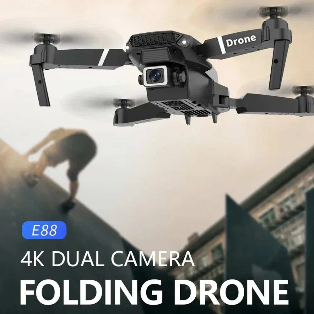 전문 4K 광각 드론 E88 HD 카메라 WiFi FPV 높이 어린이 장난감을위한 접이식 RC Quadrotor 보유