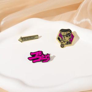 애니메이션 JOJOS 기묘한 모험 브로치 핀 Kujo Jotaro 배지 금속 합금 옷깃 핀 코사지 코스프레 소품 선물 쥬얼리 Collares