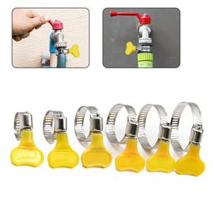 5pcs 10-38mm 조정 가능한 호스 클램프 파이프 클립 노란색 플라스틱 손잡이 손 뒤틀림 연료 호스 클립 물 파이프 패스너 클램프