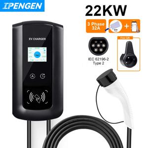 22KW 32A 3상 EV 충전소 Type2 IEC62196-2 전기 자동차 차량용 충전기 7.6/11KW EVSE Wallbox WIFI 및 APP 제어