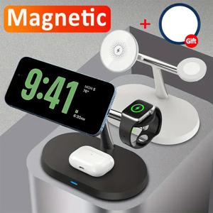 iPhone 15 14 13 12 Pro Max Apple Watch 8 7 Airprods Pro Macsafe 고속 충전 스탠드용 3 in 1 자기 무선 충전기 스테이션