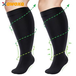 1 쌍 2XL-7XL 여성과 남성을위한 대형 압축 양말 스포츠 러닝 요가를위한 20-30 MmHg 와이드 송아지 무릎 스타킹