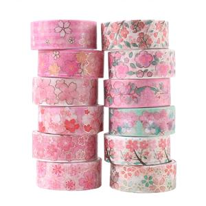 12Pcs 사쿠라 Washi 테이프 스크랩북 용품 마스킹 테이프 Cinta Adhesiva Decorativa 학교 용품 일기 장식 Washitape