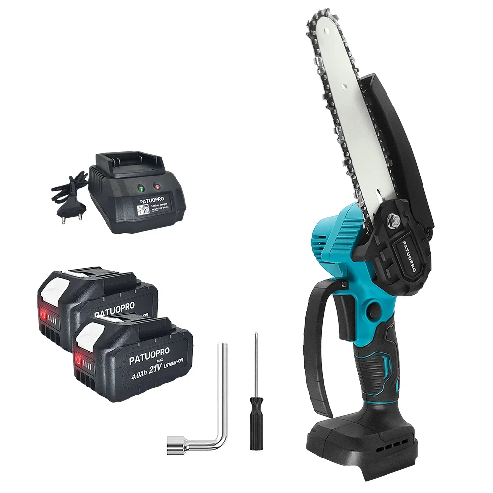 PATUOPRO 6 인치 브러시리스 미니 전기 톱 휴대용 무선 체인 톱 홈 가든 로깅 전동 공구 Makita 18V 배터리