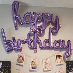 2 개/대 생일 축하 풍선 핑크 보라색 알루미늄 호일 풍선 생일 파티 장식 용품 홈 DIY 액세서리 소품