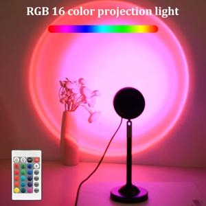 레인보우 일몰 프로젝터 야간 조명 RGB 램프 홈 커피 숍 사진 배경 벽 장식 분위기 테이블 램프