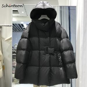 Schinteon 여성용 다운 재킷 스탠드 칼라 오버 사이즈 캐주얼 따뜻한 가을 겨울 외투, 화이트 덕 다운 스탠드 칼라 코트, 2024 신상