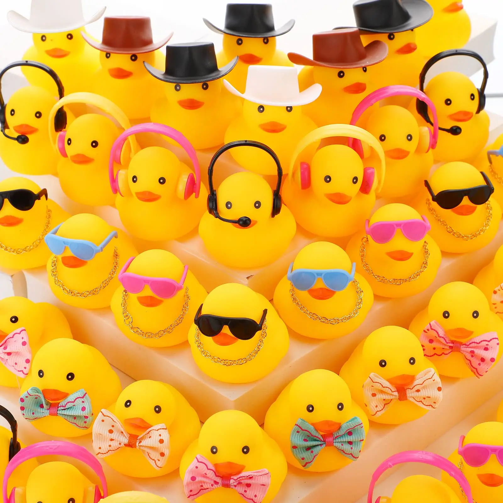 생일 파티 호의 장식에 대 한 48 Pcs 고무 오리 장난감 대량 노란색 오리 자동차 장식품