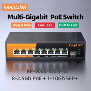 8-PoE 2.5Gb 이더넷 및 1-SFP+ 10Gb 업링크를 갖춘 KeepLiNK 9포트 멀티 기가비트 스위치