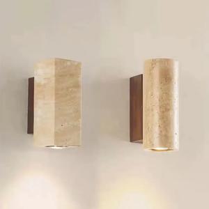 Wabi Sabi 노란색 대리석 벽 램프 Led 머리맡 일본 침실 거실 벽 조명 석회화 계단 복도 장식 Sconce